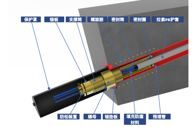 集束式体外索-锚固装置